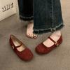Shallow Single Shoes Women 2025 Spring and Autumn New French Retro Gentle Fairy Suede Mary Jane Shoes Flat Beanie Shoes