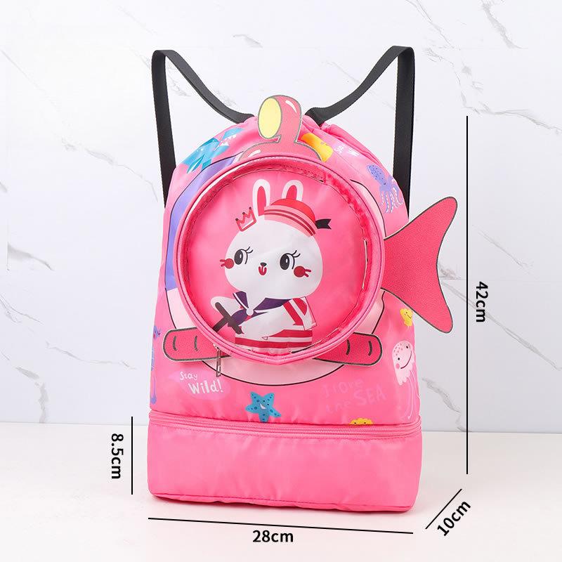 Children's Waterproof Dry Wet Separation Swimming Bag, Cute Cartoon Kids Travel Sports Backpack, Portable Beach Bag for Boys and Girls