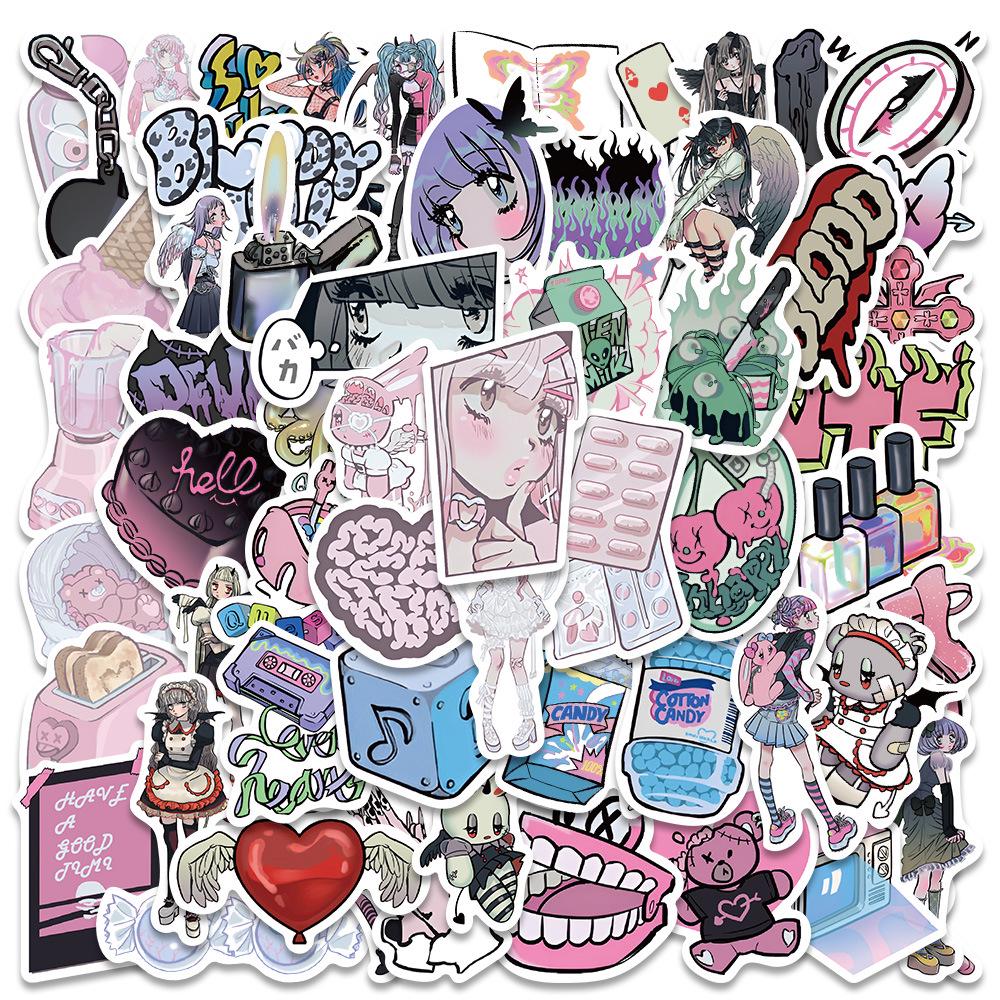 Y2K Style Kawaii Retro Graffiti Stickers for Laptop, Suitcase, and Phone.