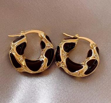 Gold And Black French- High-end Earrings