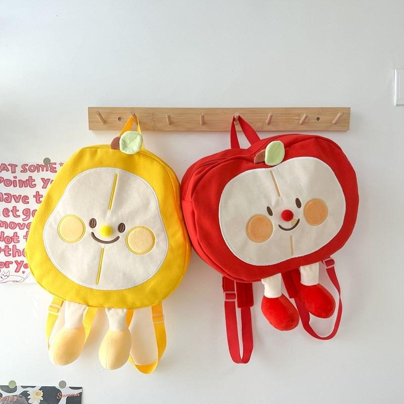 Cute ugly cute girl bag cartoon funny fruit small backpack new apple pear canvas backpack