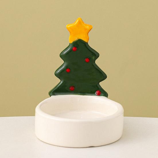 Christmas Ceramics Candle Holder Penguin Xmas Tree Mushroom Tealight Votive Candle Stand Candlestick Table Centerpiece Desktop Decoration