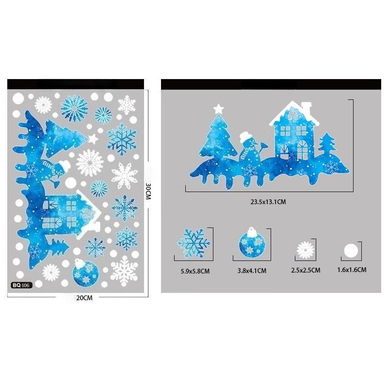 1 folha de adesivos de vidro estáticos de floco de neve, decoração de feliz Natal, decoração para casa, adesivos de janela de floco de neve, papel de parede de ano novo