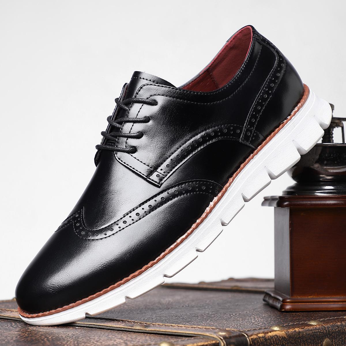 

Foreign Trade 4748 Large Size Men s Leather Shoes Casual Fashion Breathable Men s Shoes British Style Trend Versatile Leather Shoes 48 чорний