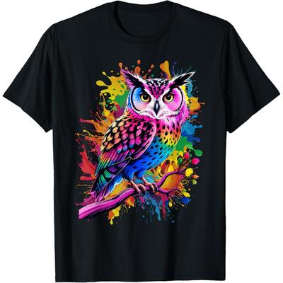 T-shirt Hibou Coloré Aquarelle Homme Femme