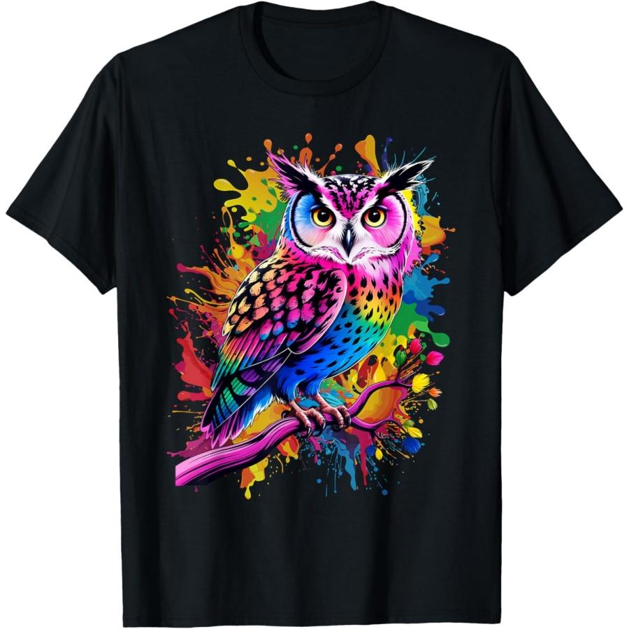 Сова Мужчины Женщины Цветная Акварельная Сова Футболка S