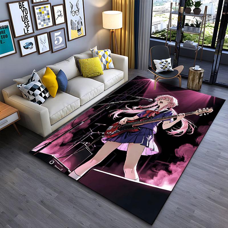 Anime Girl Playing Bass Guitar suitable as a non-slip mat for the living room or bedroom sofa