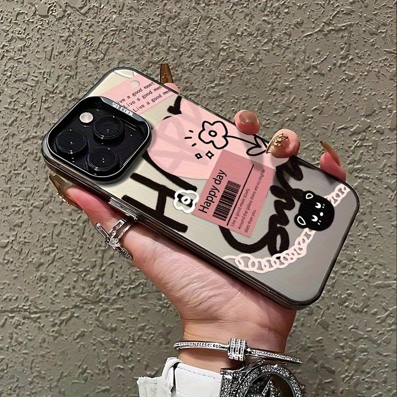 Black Lettering Doodle Heart Pattern Print Phone Case For 16E 17 Pro Max 16 15 14 13 12 11 iPhone 17 Air XS X XR 7 8 Plus Cover