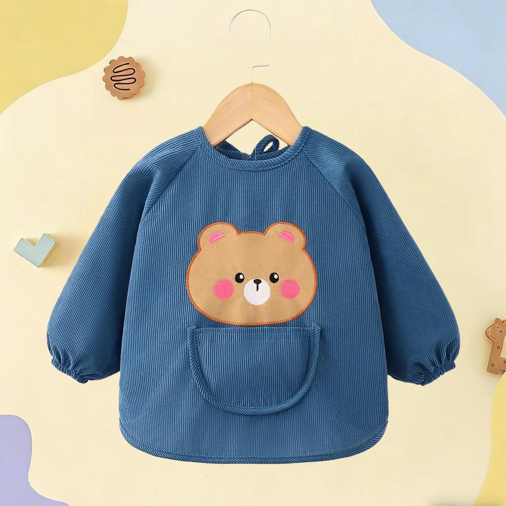 Waterproof Corduroy Baby Coveralls: Stain-Proof Unisex Autumn/Winter Eating Apron & Bib