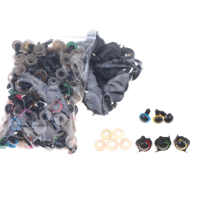100Pcs 12mm Plastic Eyes for Bear Animal Dolls Safety Type with 50Pairs Suitable for Professional DIY Craft Making