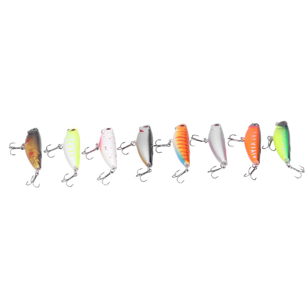 8pcs Fishing Lures Hard Bait 3D Eyes Floating Pencil Fishing Lure with Treble Hook