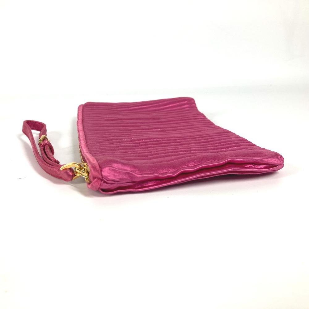 MIUMIU logo Pouch with bag strap Clutch bag Rayon / silk pink