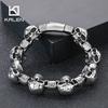 Kalen Vintage 316L Stainless Steel Bracelet for Men ThicK Domineering Skull Charm AccessoryMale Party Jewelry Gift 22cm Length