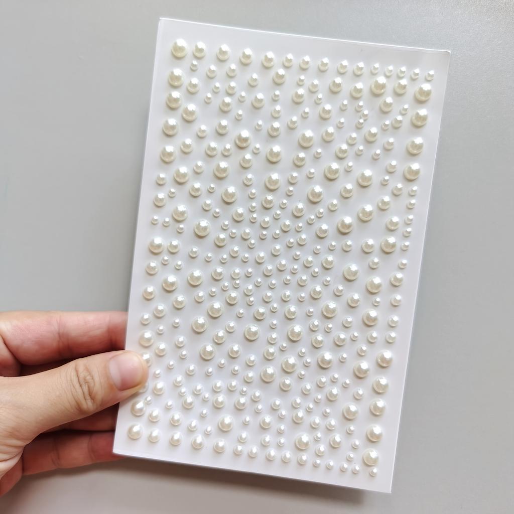 Multifunctional Self-Adhesive White Simulation Pearl Stickers, Flat Back Perfect for Makeup, Nail Art, DIY Crafts And Home Decor