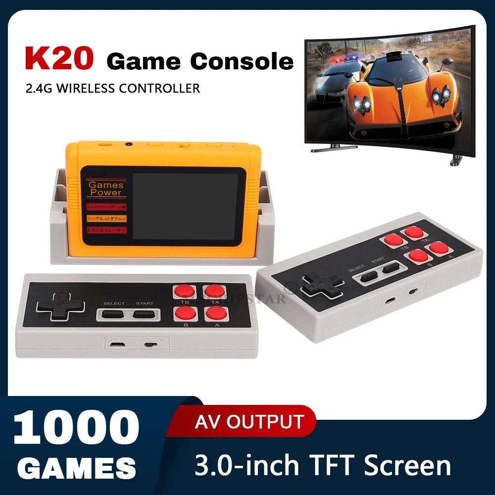Retro Game Console 3'' Screen, Built-in 1000 Classic Games and 2 Wireless Controllers, Support TV Connection & Double Play, Handheld Cassette Game