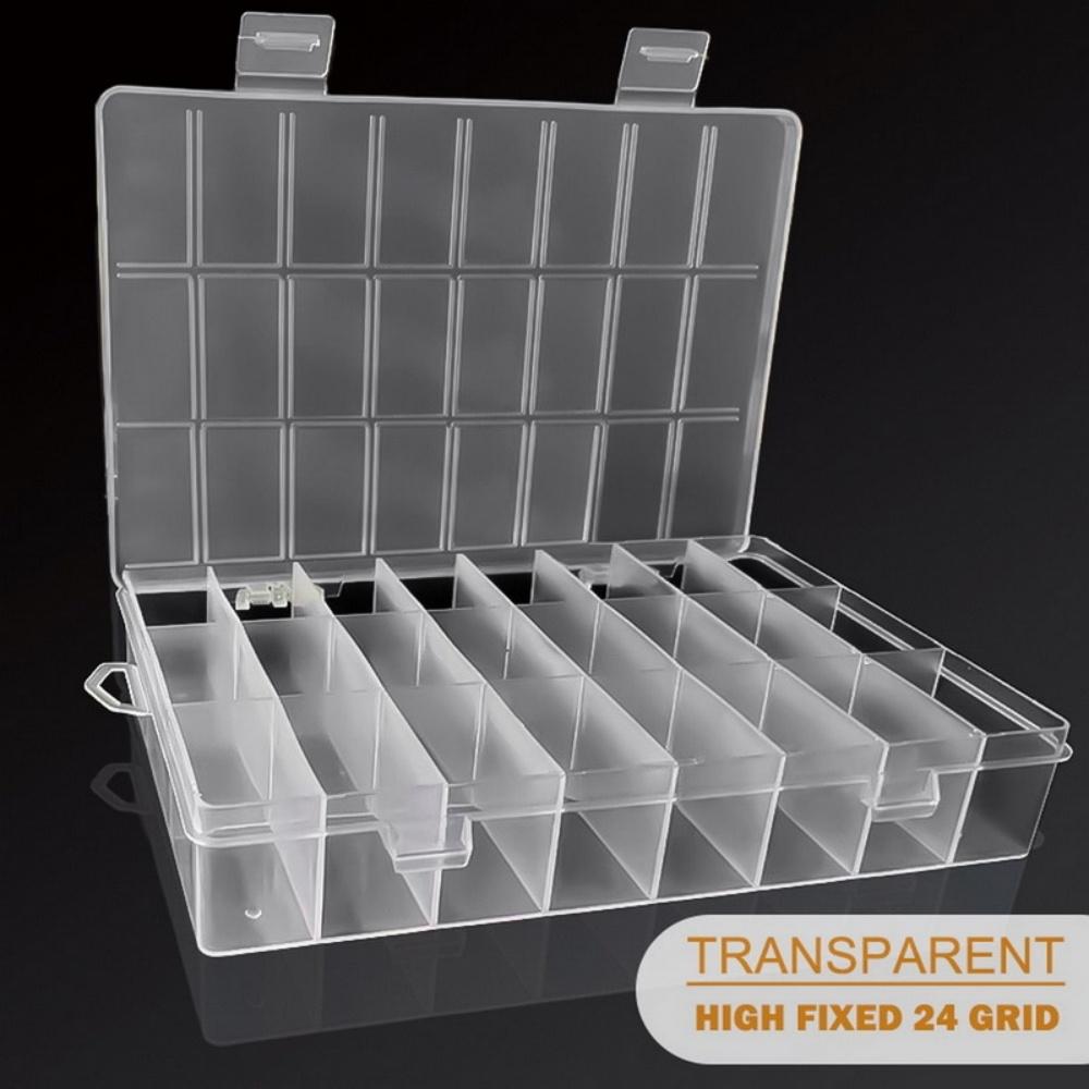 

1pack 24 Compartments Transparent Storage Box Clear Plastic Organizer Box Storage Container for Craft, Beads, Jewelry, Items