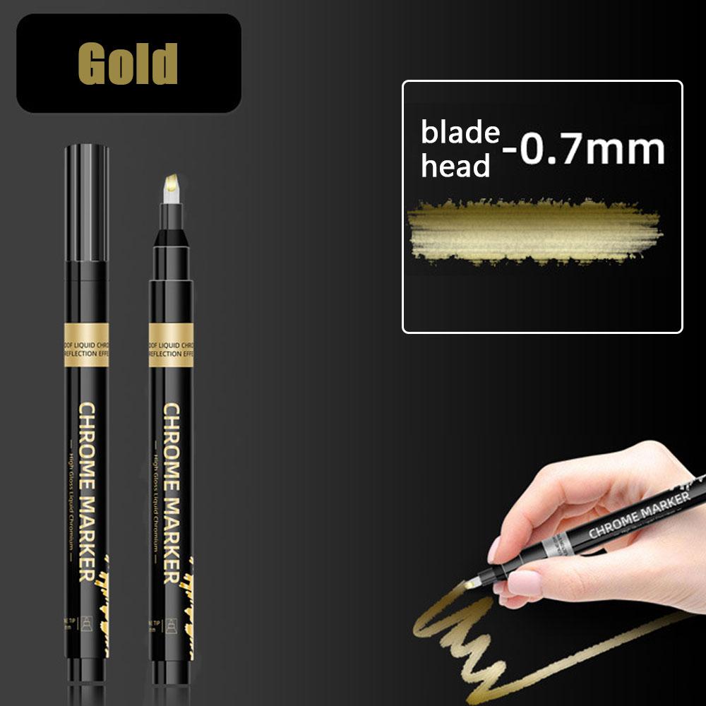 Chrome Mirror Marker Pen 0.7/1/2mm DIY Reflective Art Paint Pen Permanent Color Markers Gold Silver Bronze Marker Car Styling