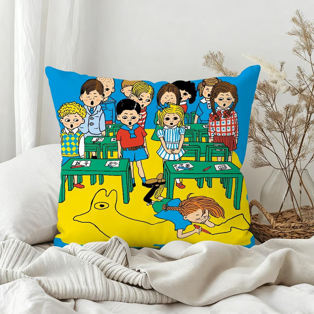 Fun P-Pippi Longstocking Cute Pillow Case Bedroom Sofa Living Room Backrest Decoration Square Cushion Nap Time