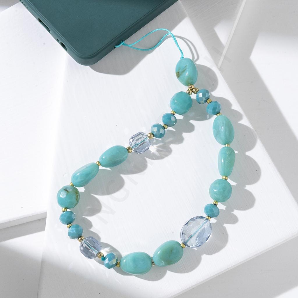 ins style color acrylic stone mix and match mobile phone chain fashion creative DIY mobile phone case pendant
