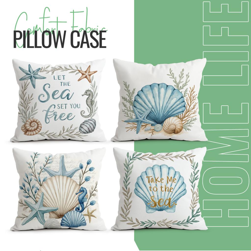 Blue Ocean Series Pillowcase Printed Polyester 40/45/50Cm Throw Pillowcover Decorative Sofa Cushion Pillowslip Home Decor