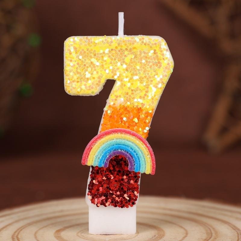 Hope Rainbow Numbers Birthday Candle Cake Party Decoration Birthday Handmade Candles 0-9