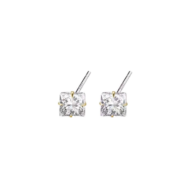 Silver Needle, Sugar Cube, Zircon Ear Studs - Exquisite Mini Style Earrings for Protecting Ear Holes. Water Droplet-shaped Earrings with Diamonds.