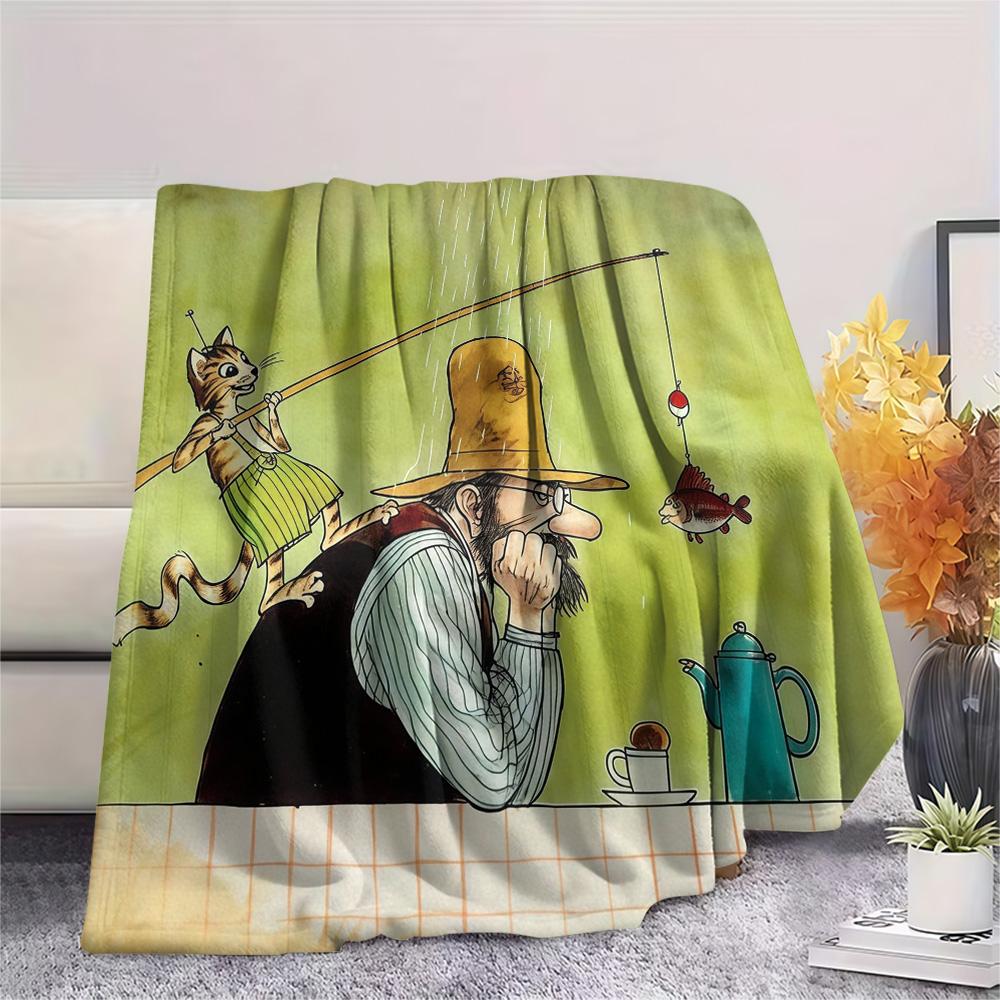 Pettson and Findus Flannel Blanket, High quality Comfortable for All Seasons, Home Decor, Warmth and Comfort