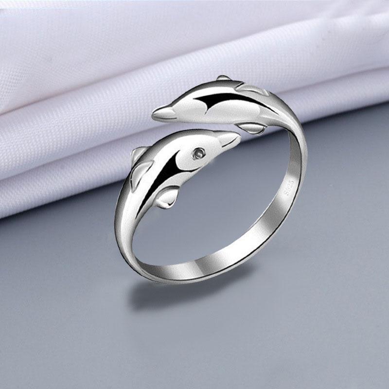 Europejski i Amerykański Kreatywny Otwarty Pierścionek Rekin dla Mężczyzn i Kobiet - Unikalna Biżuteria Mody