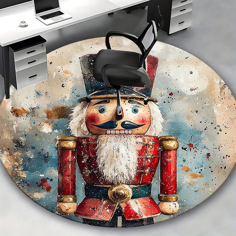 1pc Christmas Nutcracker Chair Mat - Anime Cartoon Design, Non-Slip Carpet for Office Chair, Festive Gift, Seasonal Decor, Living Room, Bedroom, Game
