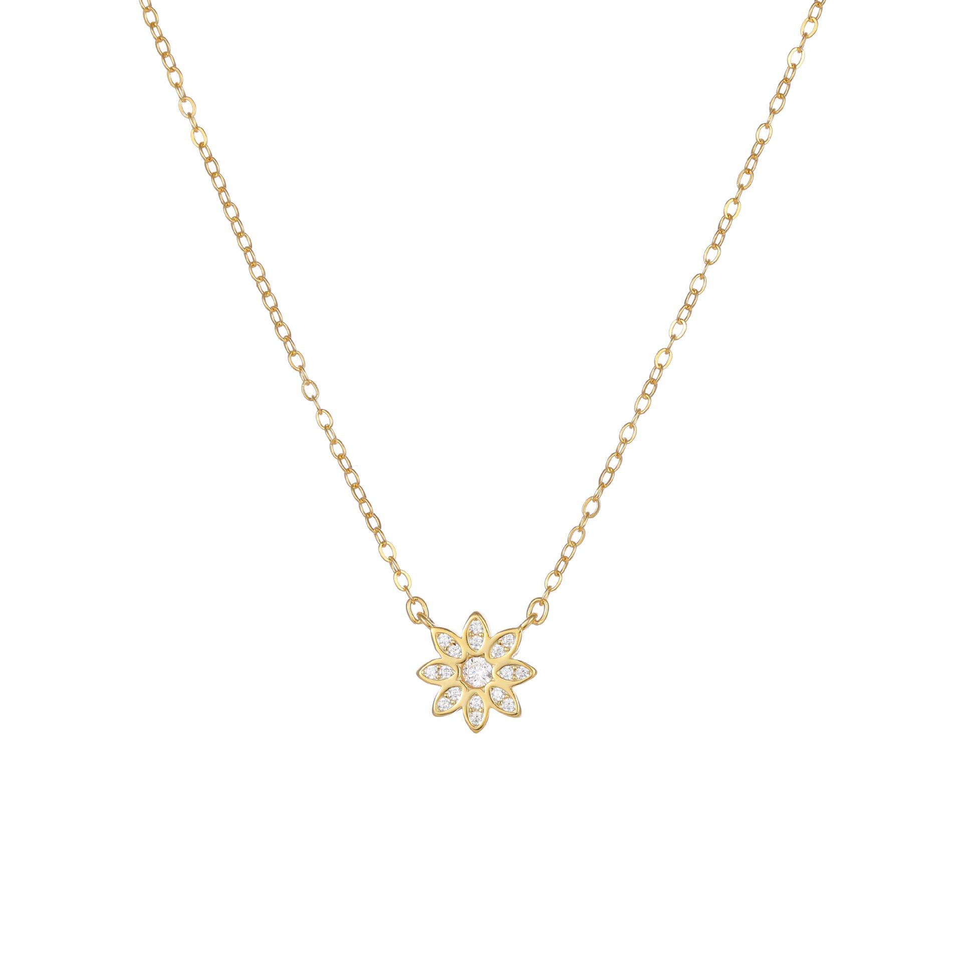 18K Gold-Plated Sunflower Daisy Sterling Silver Necklace for Women - High-End, Versatile Clavicle Chain. S925 Silver
