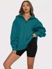Women's Half-Zip Fleece-Lined Sweatshirt: European and American Autumn/Winter Casual Long Sleeve Top