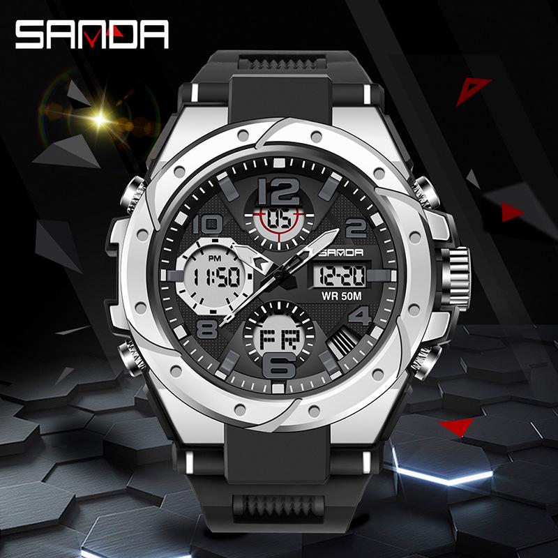 Sanda 6008 Multifunctional Men's Waterproof Sport Quartz Watch