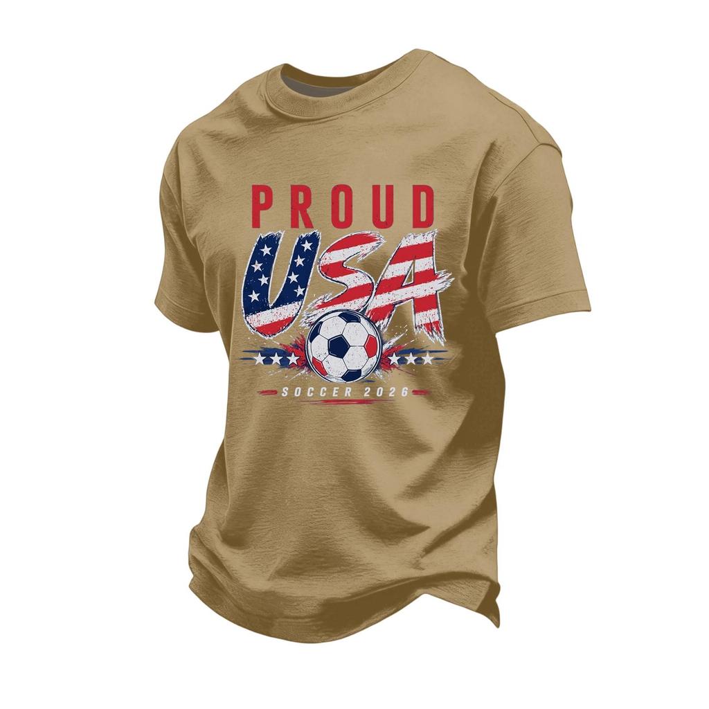 Men's Soccer Graphic Short Sleeve T-Shirt Loose Fit Casual Team Support Top