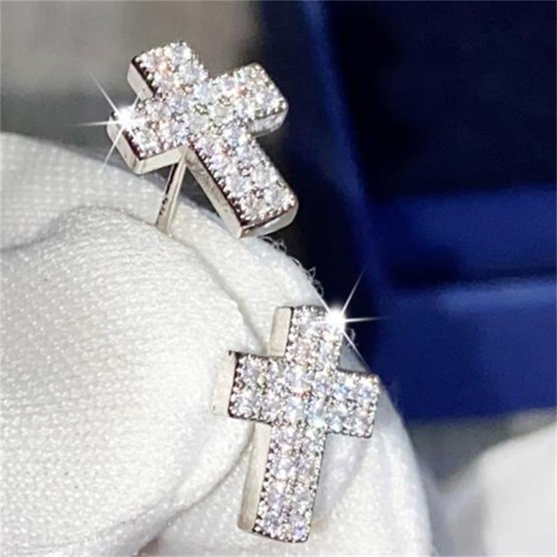 CC Small Cross Stud Earrings Women 925 Silver Needle High Jewelry Ears Brincos Direct Mail CCE670