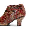 Johnature Rýt Spliced ​​Fashion High Heels Dámské z pravé kůže s kulatou špičkou Všestranné lodičky