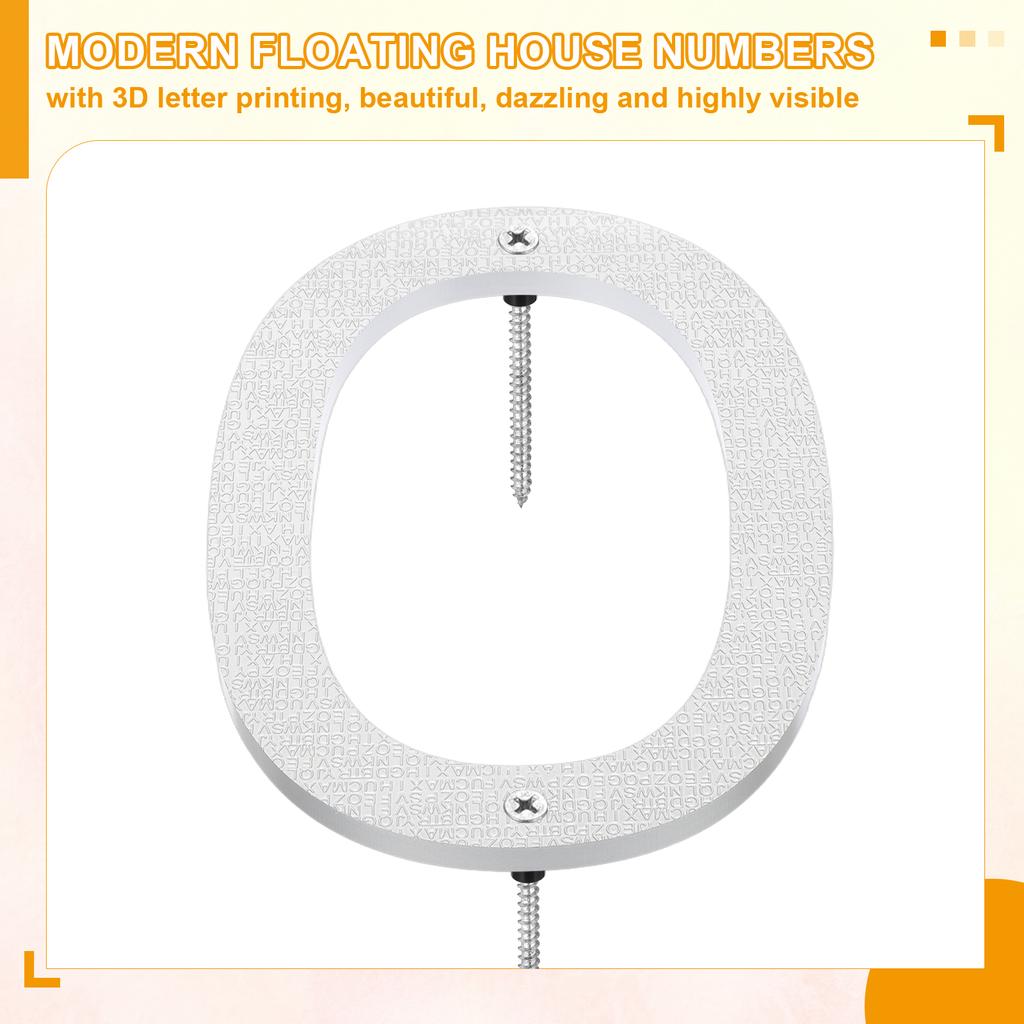 10 Inch House Number, House Address Numbers Sign Large Floating Modern with Screws for Outside Door Wall Street, Silver, 0-9