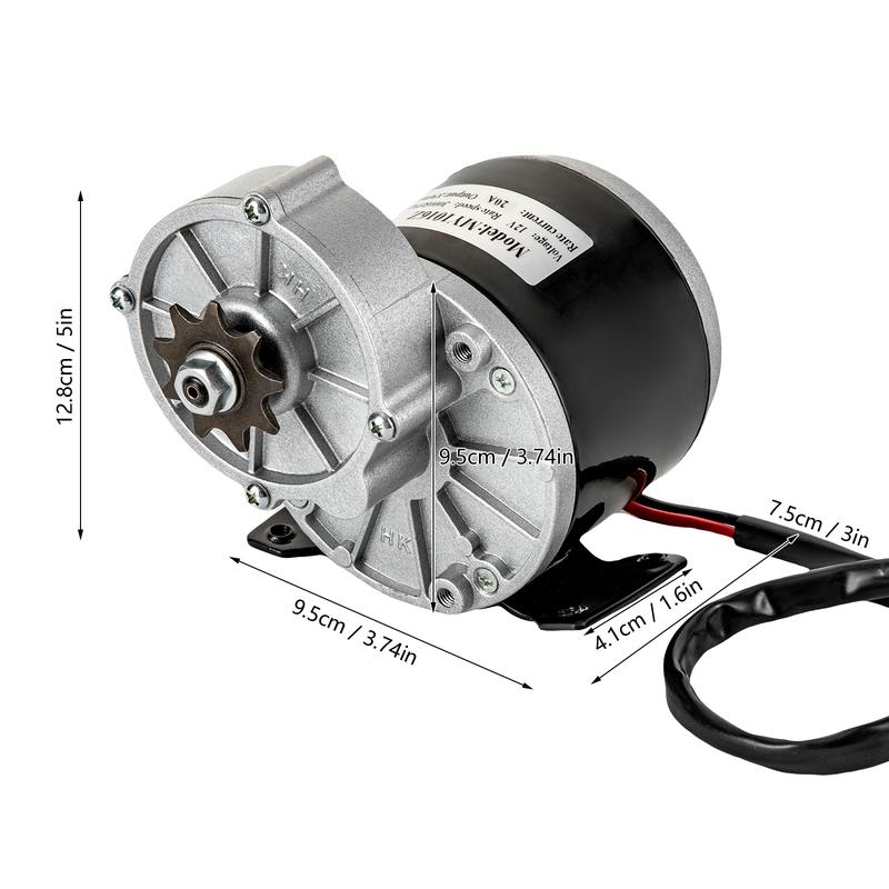 Moteur Électrique 250W 12V à Réduction par Engrenages Moteur CC à Balais Moteur à Balais MY1016Z pour Scooters & Vélos Électriques
