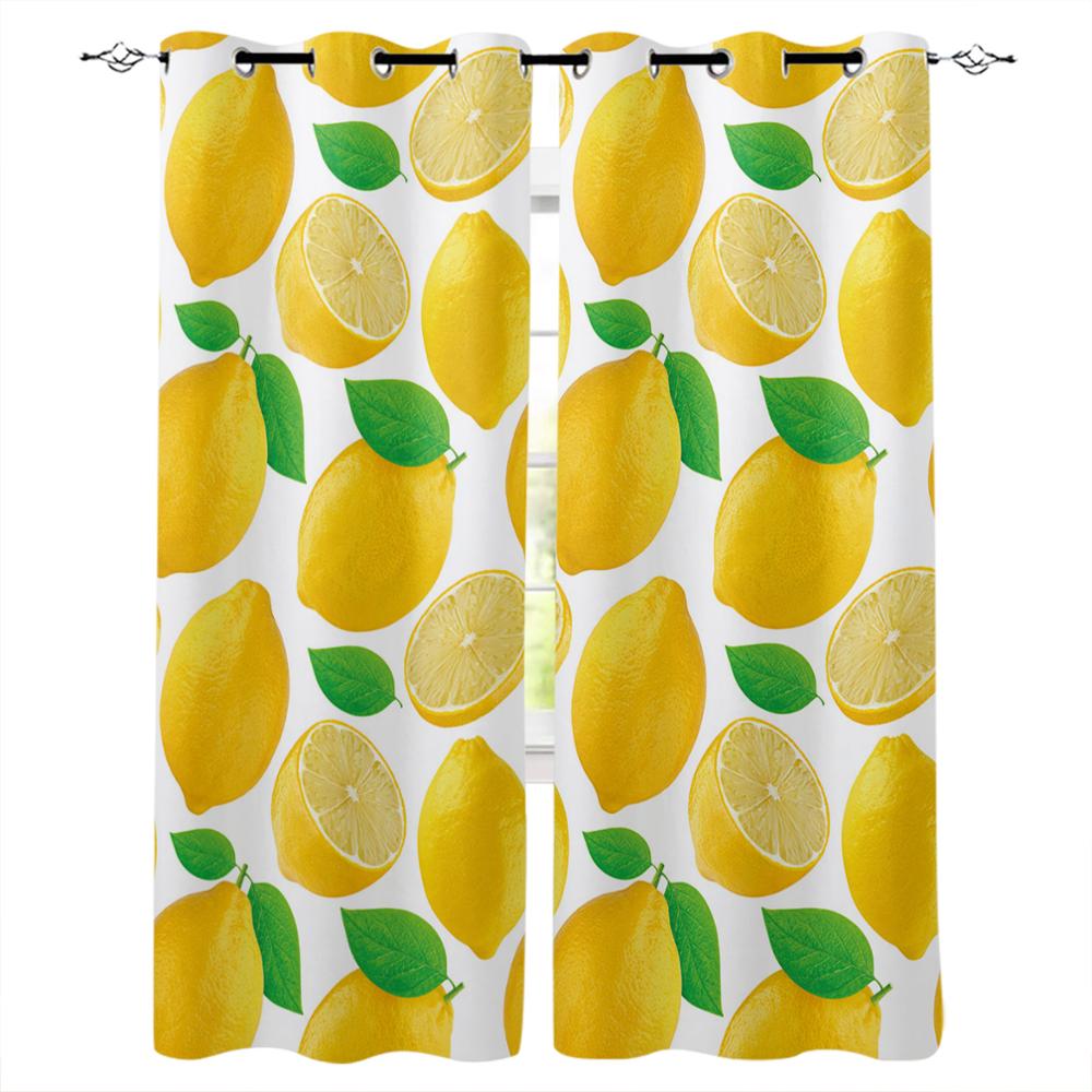 Small Fresh Summer Style Lemon Fruit Luxury Home Curtains Modern Home Supplies Living Room Bedroom Custom Curtains