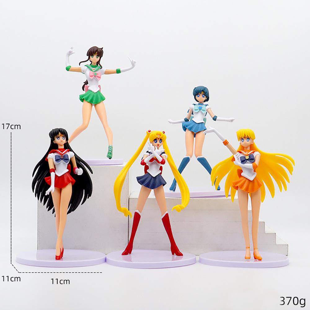 Anime Sailor Moon Action Figure Model Gifts Collectible Figurines for Kids 17cm 5 Pieces In A Set