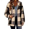 Women's Plaid Zipper Loose Plush Casual Jacket