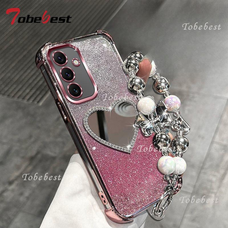 Love Mirror Bracelet Shockproof Plating Case for Samsung Galaxyu A17 A07 A16 A26 A36 A56 A06 A15 A25 A35 A55 A14 A24 A34 A54 5G