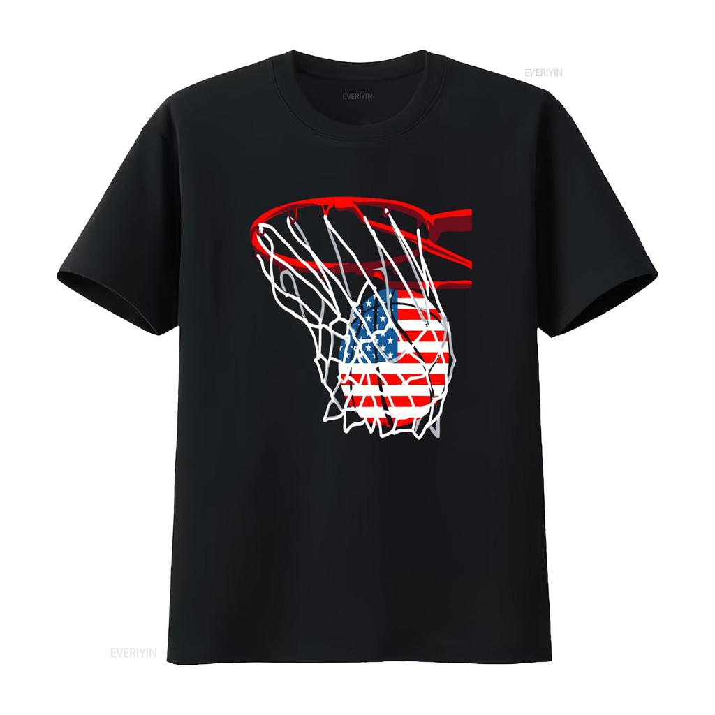 American Patriotic Basketball 4th Of July Usa Flag Unisex Boys T Shirt Vintage Slightly Stylish Top For Everyday Wear