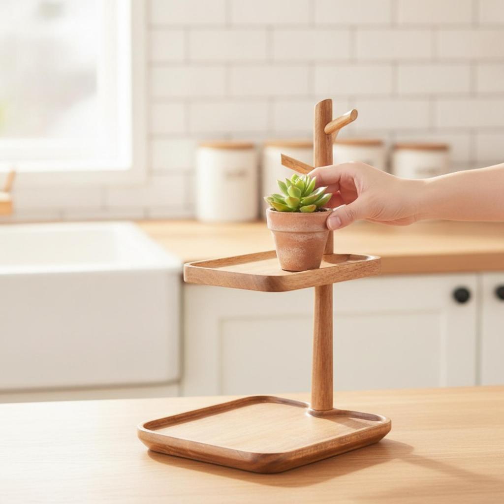 Two-Tier Tabletop Storage Organizer Elegant Tiered Tray Stand Easy to Clean