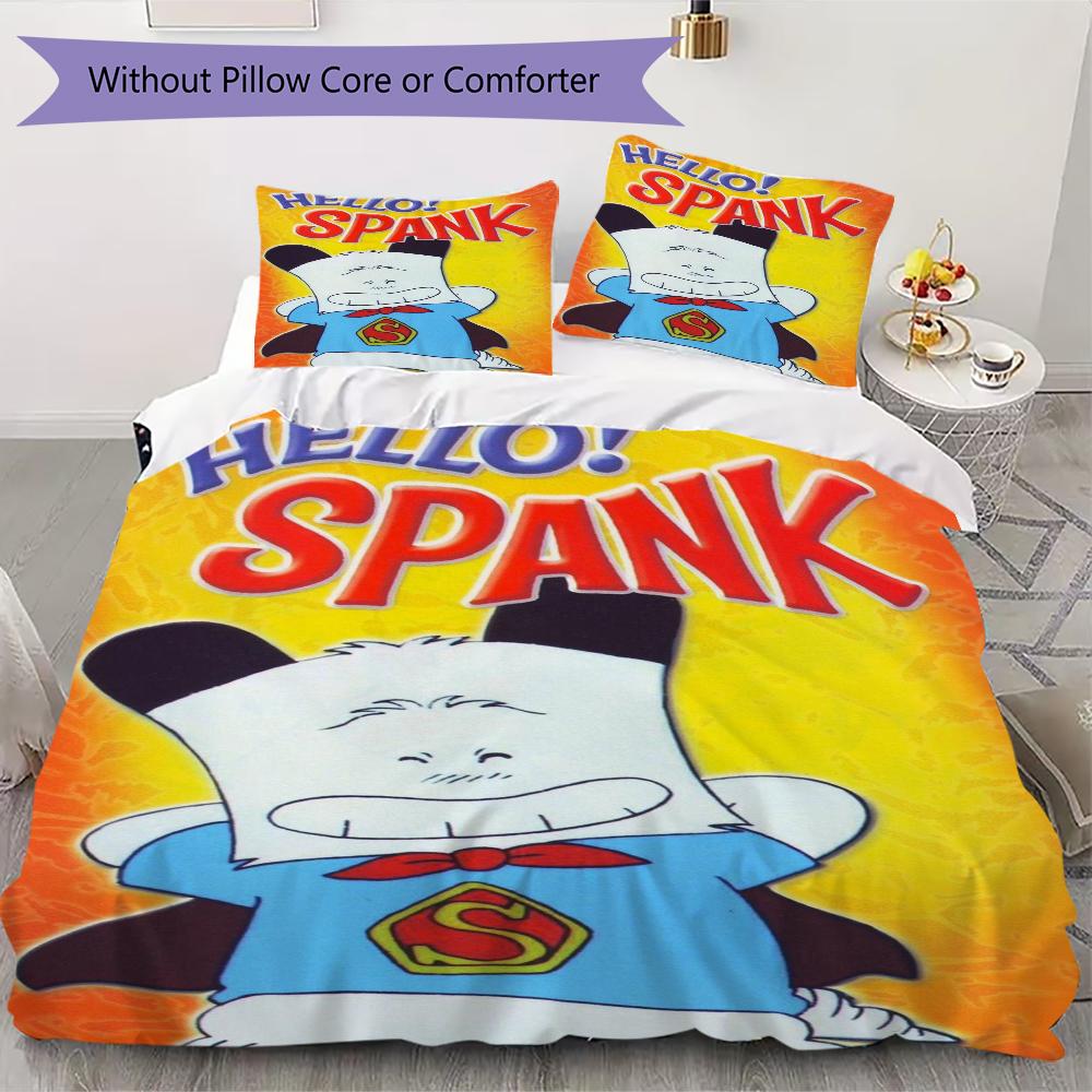 HELLO SPANK Pattern Bedding,Quilt Set Quilt Cover Pillowcase Home Birthday Gift(1 * duvet cover + 2 * pillowcase, without core)_lx