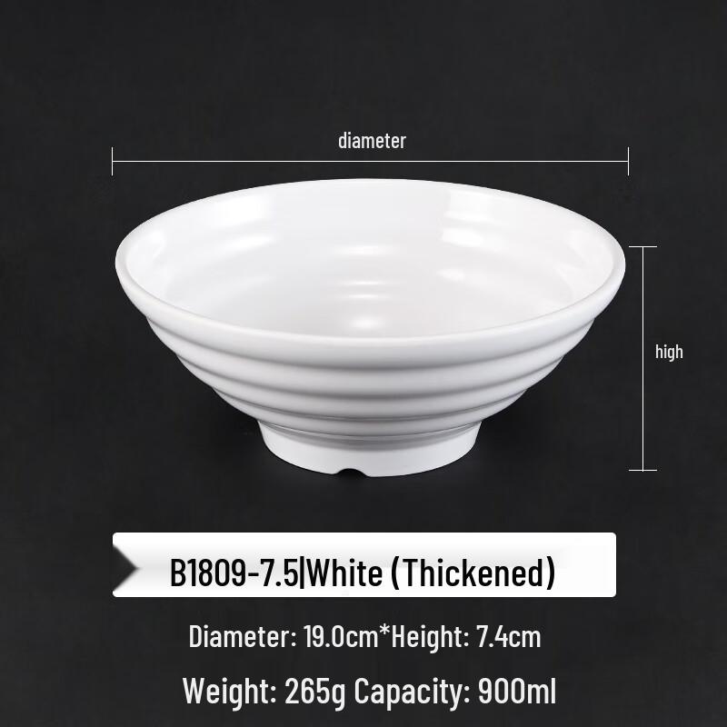 Molona White Melamine Ramen Bowls (3-Pack)