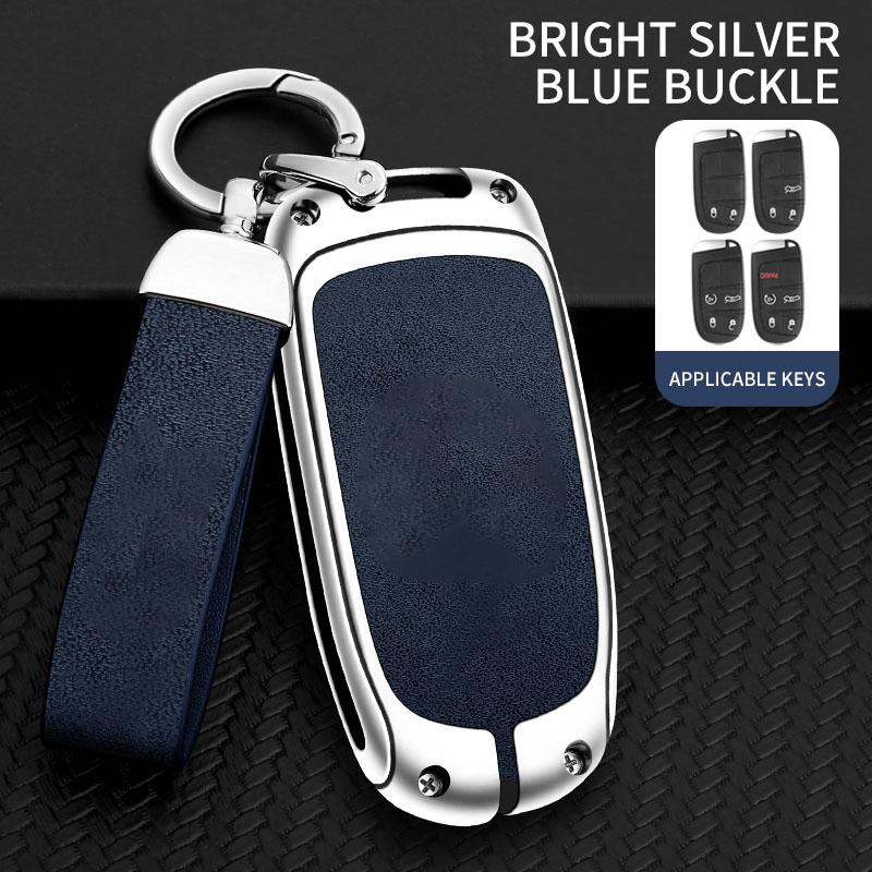 Nueva Funda de Cubierta para Llave de Coche de Aleación y Cuero Para Jeep Grand Cherokee Chrysler 300C Renegade Fiat Freemont Dodge Ram 1500 Challenger Dart
