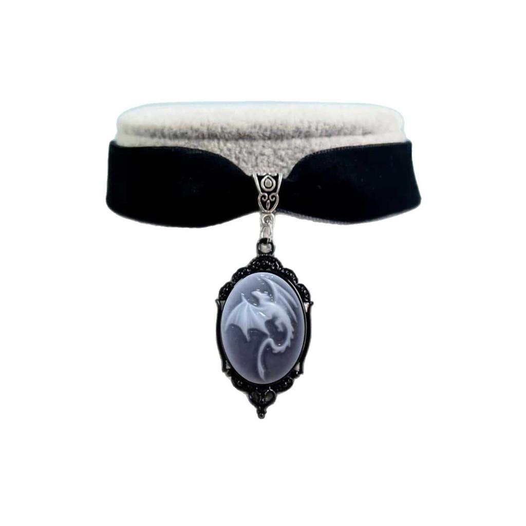 Gothic Dragon Pendant Necklace With Velvet Embossed Design For Men And Women