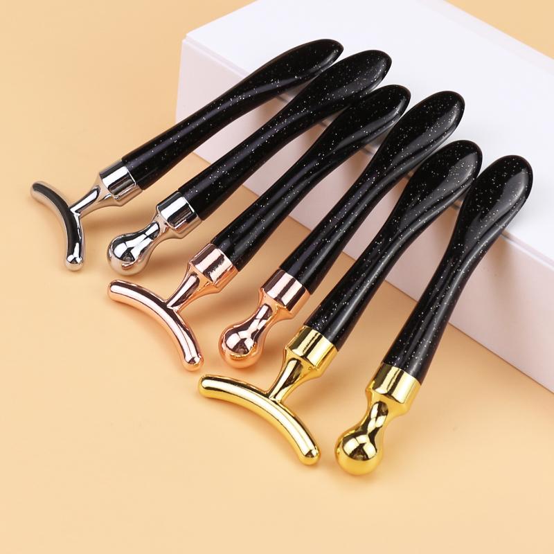 2Pcs/Set Zinc Alloy T-Shaped Eye Cream Massage Stick With Scoop Eye Manual Massage Tool Set Beauty Face Eye Massage Stick