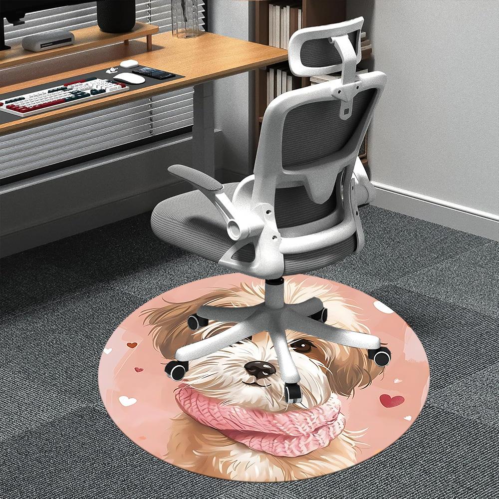 1PC Puppy Scarf Office Round Area Rug, Indoor Mat Suitable ForOffice, Under Office Chairs Bedroom Living Room Home Decor, Room Deco,  F156