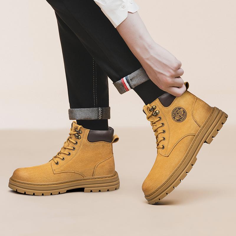FashionAll-match Man Cotton Platform Shoes Leather Outdoor Snow Botas 2024 New Men's Winter Boots Luxury Brand Motorcycle Ankle Boots